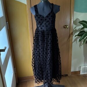 Elegant Black Polka Dot Dress